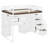 Full Size Loft Bed with Storage Staircase, Dressing Table with Mirror & Drawer, Wardrobe, USB Ports & LED Lights, White+Brown-1280720409