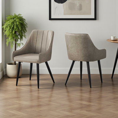 Ensemble de chaises de salle à manger en métal et en cuir brun Belinda, H 33,34 po x l 17,27 po x P 23,81 po