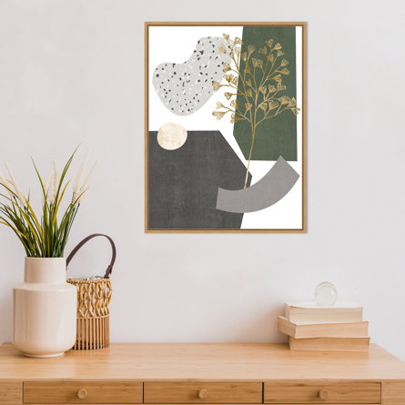 Gold Ginkgo Plant I By Melissa Wang Framed Canvas Art
