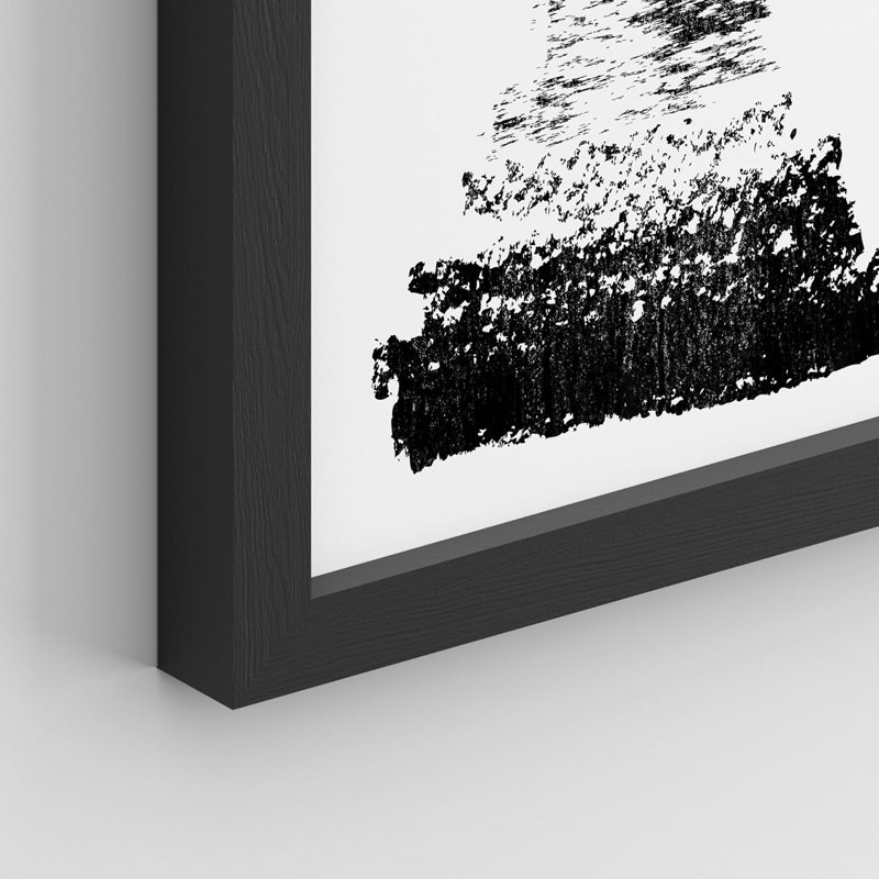«Grunge Black & Gray Paint Stroke Polygons Abstract Shapes», art moderne encadré sur papier, impression de 6 pièces