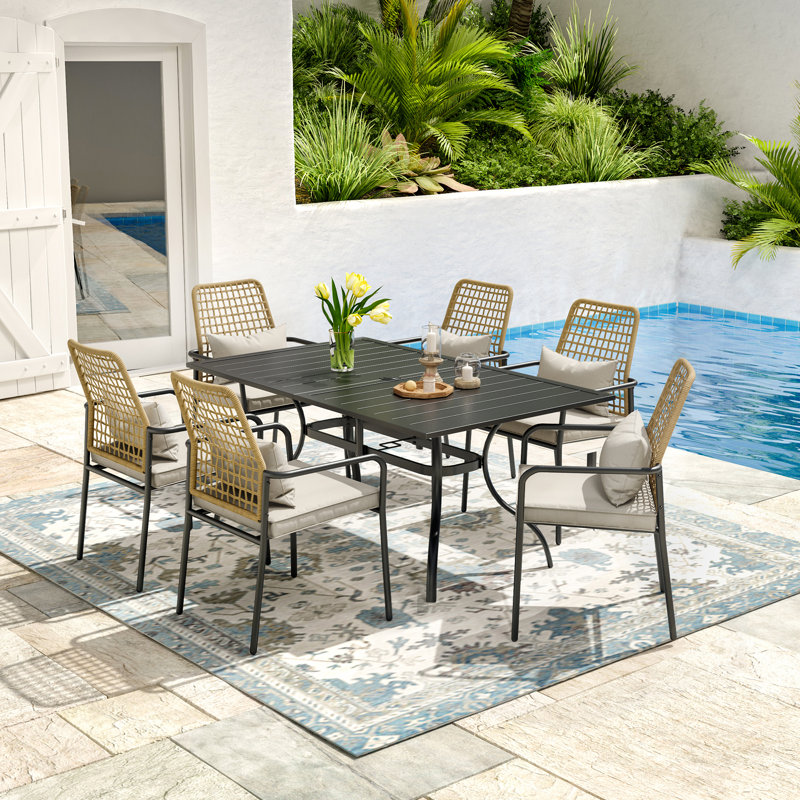 6 - Person Rectangular Outdoor Dining Set With Cushions