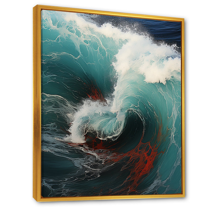 «Red Green Wave», impression sur toile, H 40 po x l 30 po x P 1,5 po, Cadre flottant doré