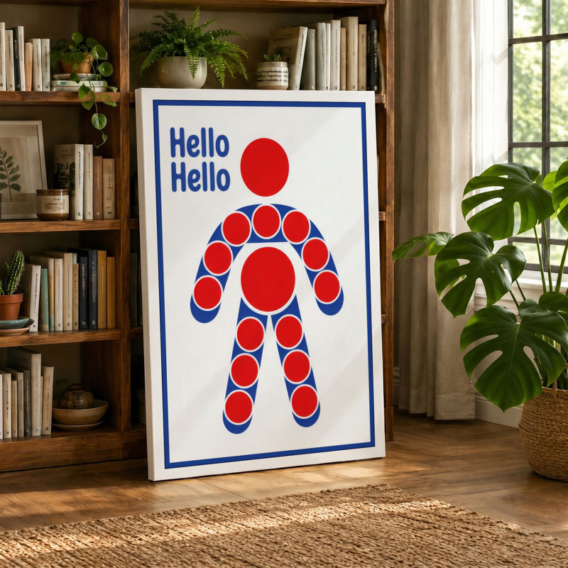 Hello Hello Geometric - Wrapped Canvas, 24x16 - 61.0 x 40.6 cm, Black Border