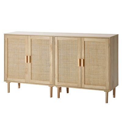 Armoire en rotin avec 4 portes magnétiques et 2 tablettes réglables