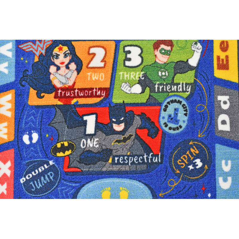 Justice League Kids Hopscotch Educational Rug, 2'7" x 6'0"
