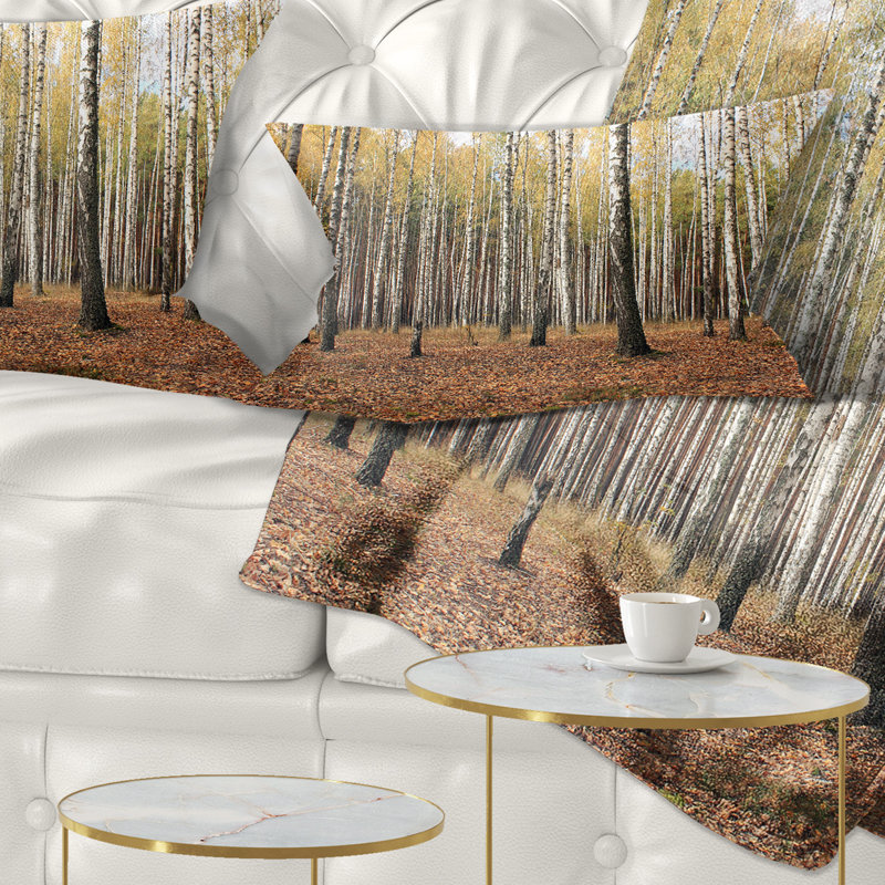 Magnifique photographie de forêt de bouleaux - coussin décoratif imprimé forêt, 12 po x 20 po, Rectangle