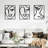 3 Piece Set Wall Decor, Face Line Drawing Abstract Design, Black Rectangular Metal Frame
