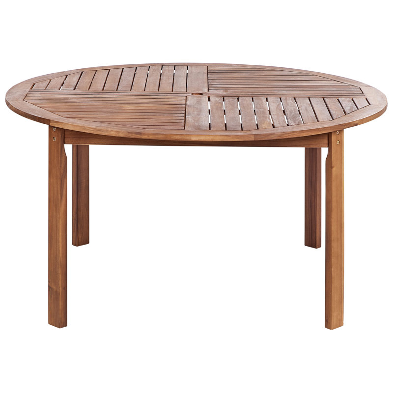 Kyro 6 - Person Acacia Solid Wood Patio Dining Set Umbrella Hole Included Rectangular Table