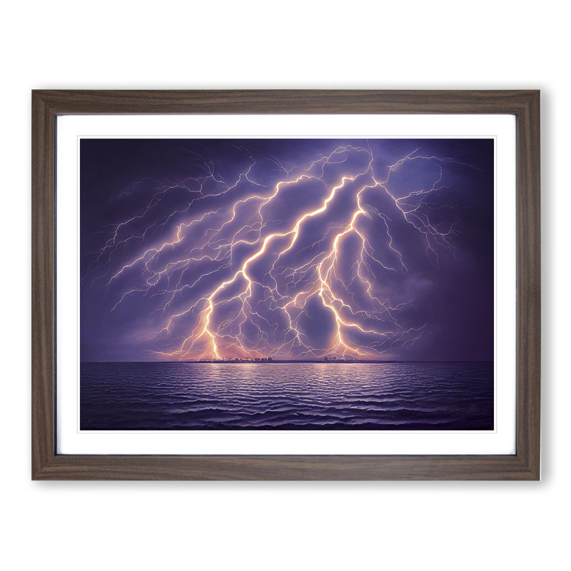 Painted Lightning Storm Vol.5, 34cm H x 46cm W x 2cm D, Walnut Framed