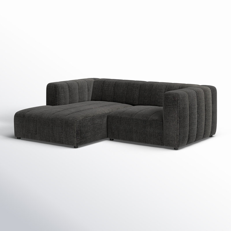 Bowry 88" Wide Sofa & Chaise, Left Hand Facing, Saxon Charcoal Polyester