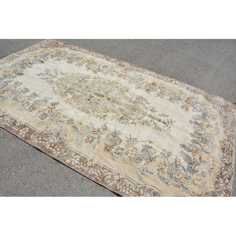 Tapis turc, tapis Boho, grand tapis de 5,9 x 9,8 pi, tapis de luxe brun, tapis géométrique, tapis rétro