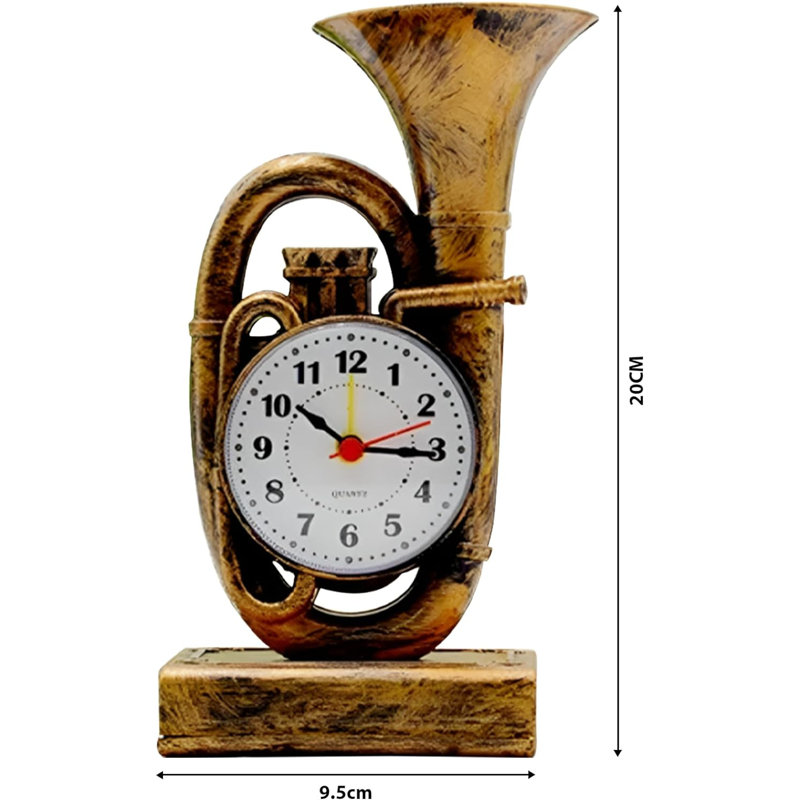Quartz Movement / Crystal Alarm Tabletop Clock, Bronze