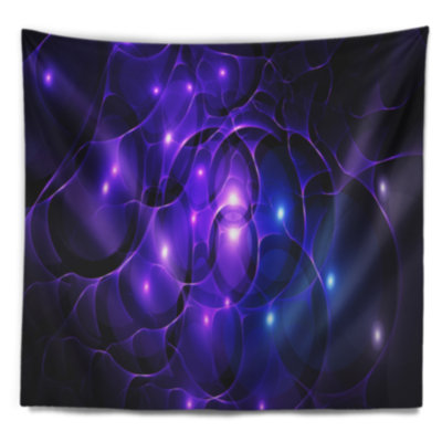 Tapisserie abstraite bleue avec cercles de l'espace fractal