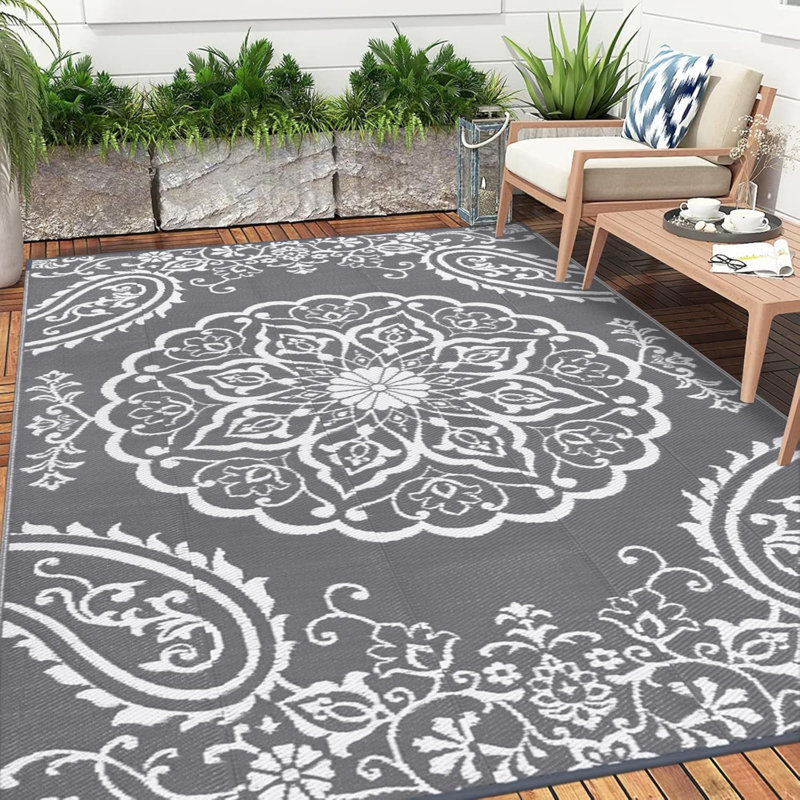Outdoor Rug, Rectangle 6' x 9', Gray
