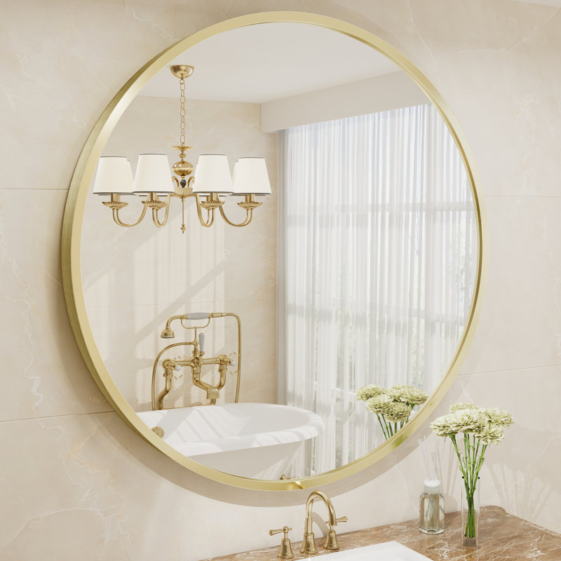 Miroir mural Amara, 48 po x 48 po, Or brossé