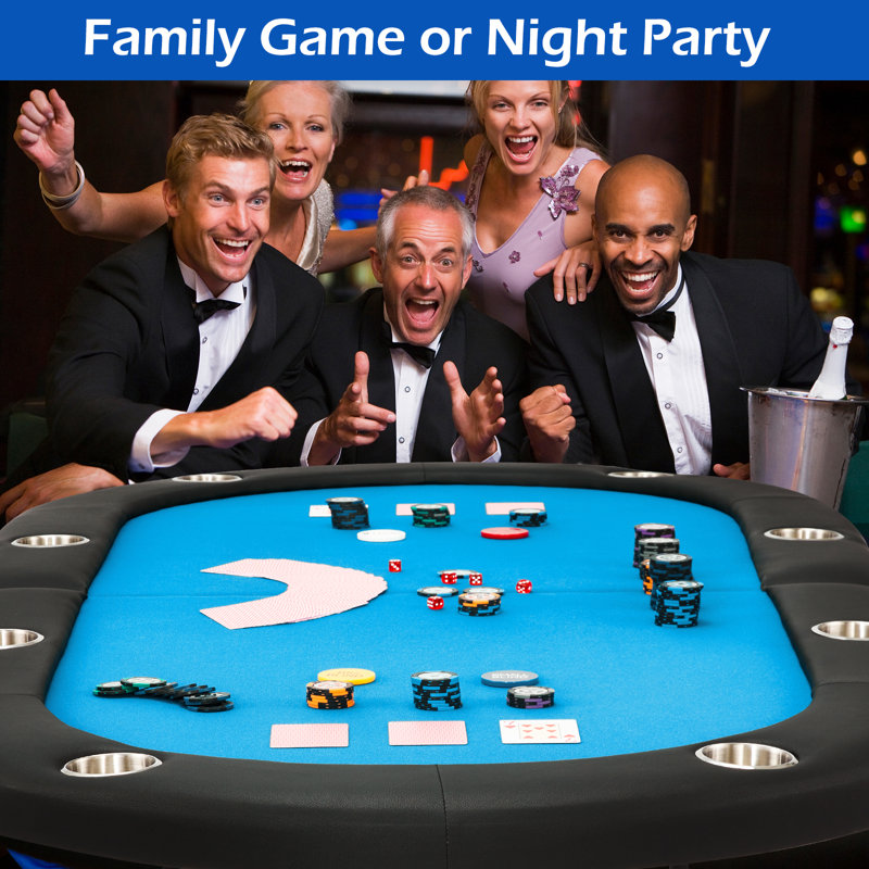 AVAWING 72'' 8 - Player Foldable Poker Table, Blue