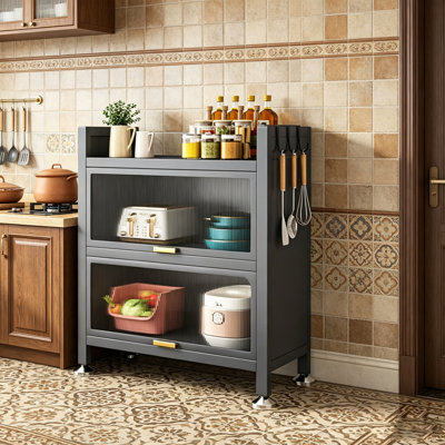 JOYBOS self-assemble three-tier metal storage cabinet with doors