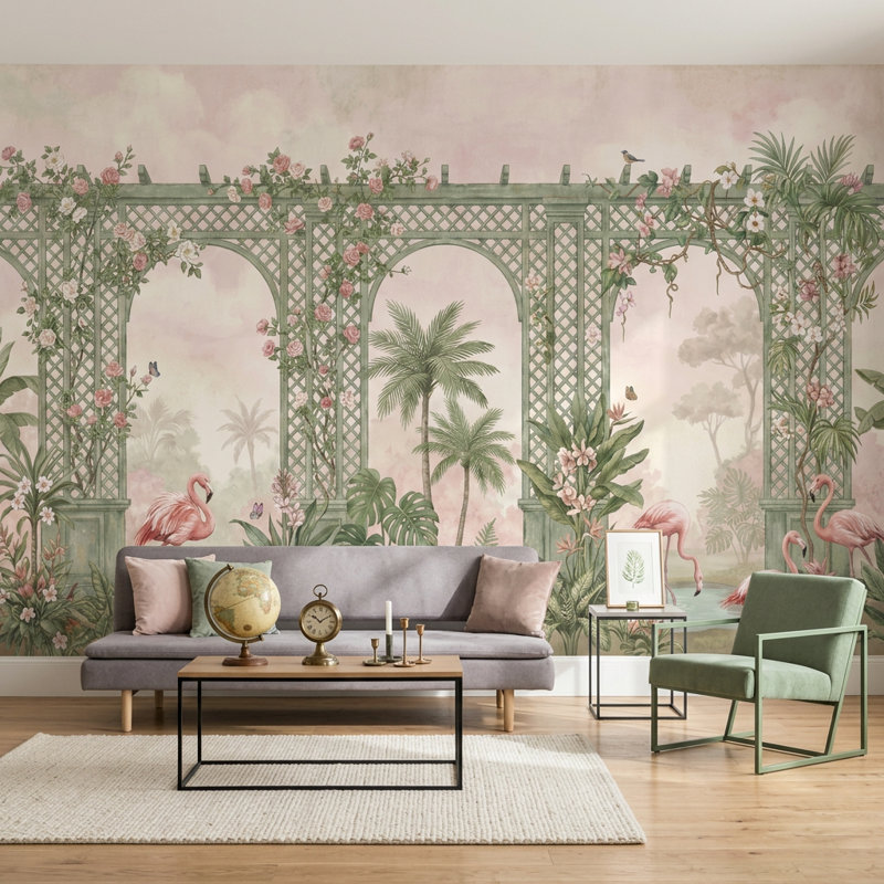 Panneau mural Tropical Garden, 140 po x 108 po, Non tissé