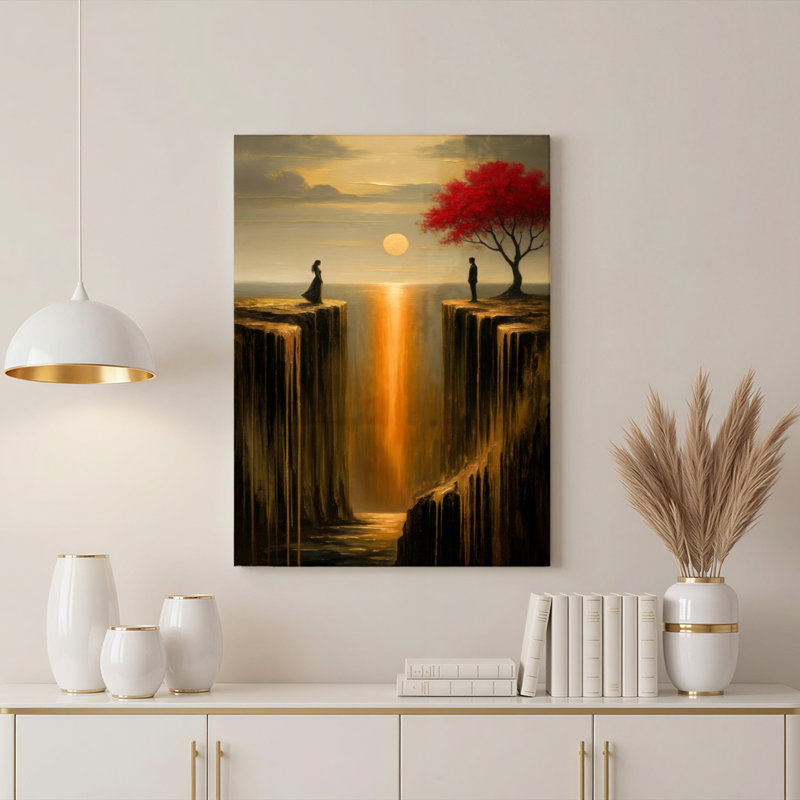 Art mural sur toile Gallery Wrap pour le salon, la chambre à coucher, le bureau ou le vestibule - Décoration murale décorative avec falaises au coucher du soleil