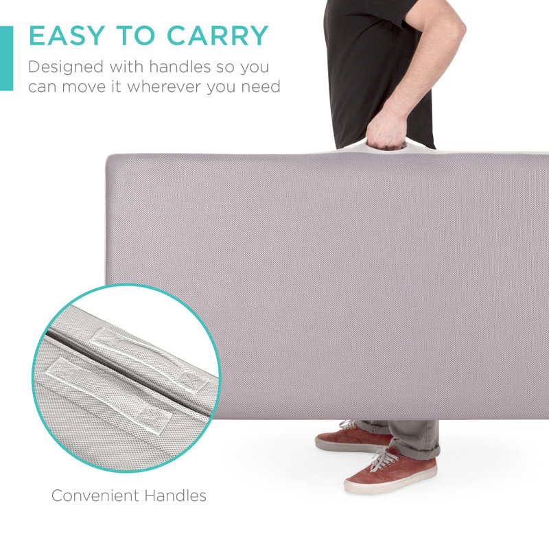 4-Inch Gray Folding Portable Queen Foam Mattress with Carry Case