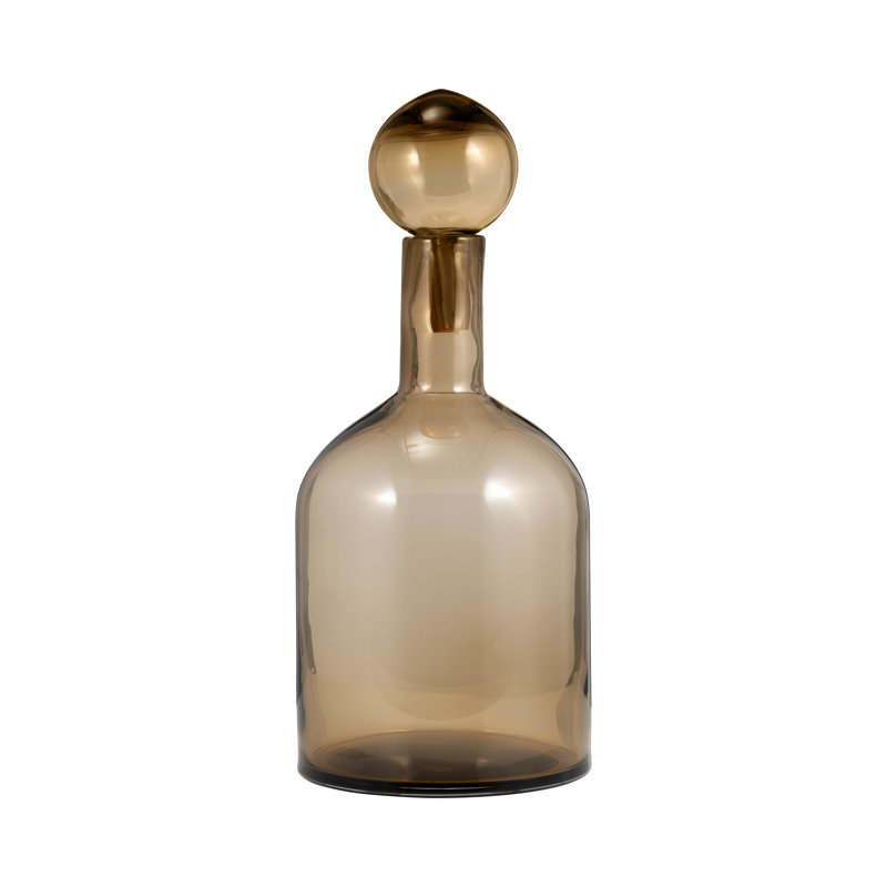 Vase en verre Leysin, Taupe, H 17 po x l 7 po x P 7 po