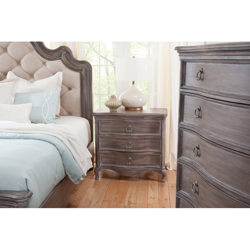 Angeline 3-Drawer Nightstand, Antique Gray