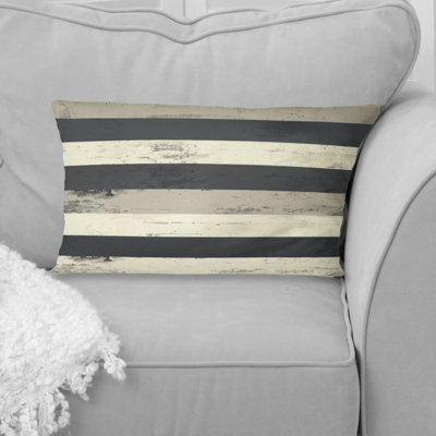 Gray Charcoal Midcentury Striped Lines II - Midcentury Lumbar Pillow