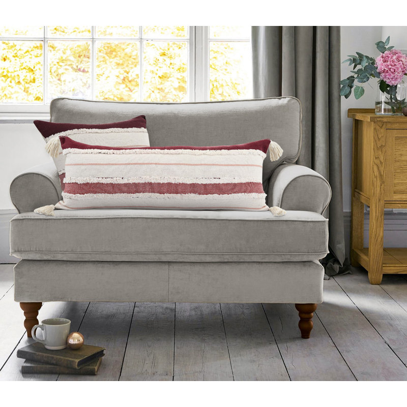Coussin lombaire à rayures surdimensionné Contemporary, Marron / baie / rose / blanc, Polyester/ bourre en polyester