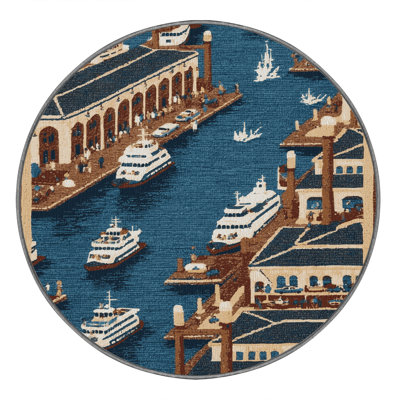 Machine Washable Transportation Gray Area Rug