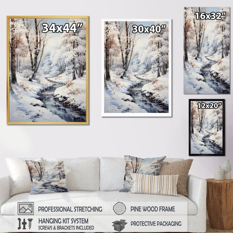 Snow Forest Wonderland - Imprimé, H 20 po x l 12 po x P 1 po, Cadre photo noir