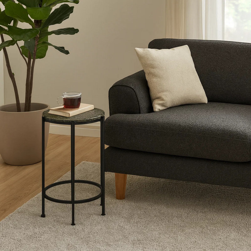 Table d'appoint, bout, rond, table d'appoint, petite, lampe, salon, chambre à coucher, table de chevet, contemporain, Noir