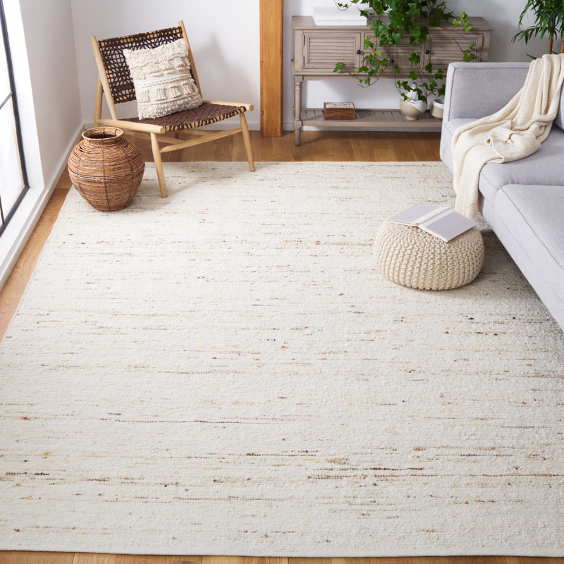 Ardolino Natura Hand Woven Wool/Cotton Rug in Ivory/Light Gray, Rectangle 4' x 6'