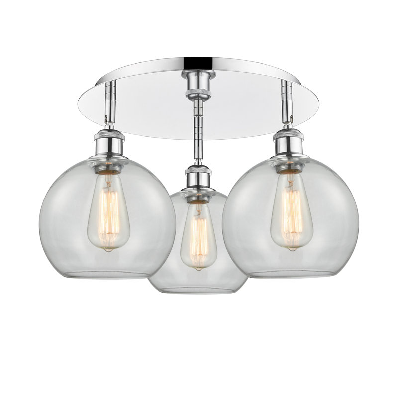 Plafonnier encastré 20 po 3 lumières Ellington, Chrome poli, Transparent