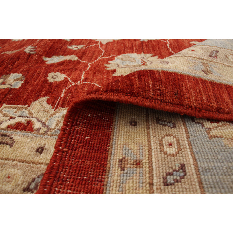 Tapis en laine rouge/ivoire 9 pi 3 po x 12 pi 1 po one-of-kind à la main-noué la 2010 ushak Sareen