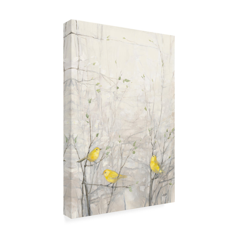 Contemporary White and Yellow Birds Canvas Art, 30" x 47"