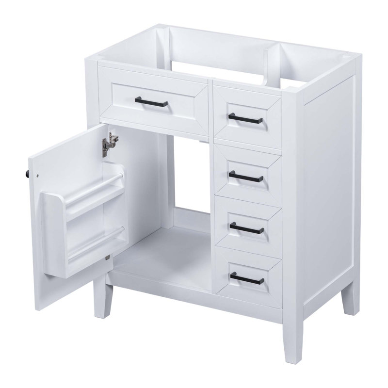 (Base seulement) Meuble-lavabo avec tiroirs 30 po sans lavabo, Blanc