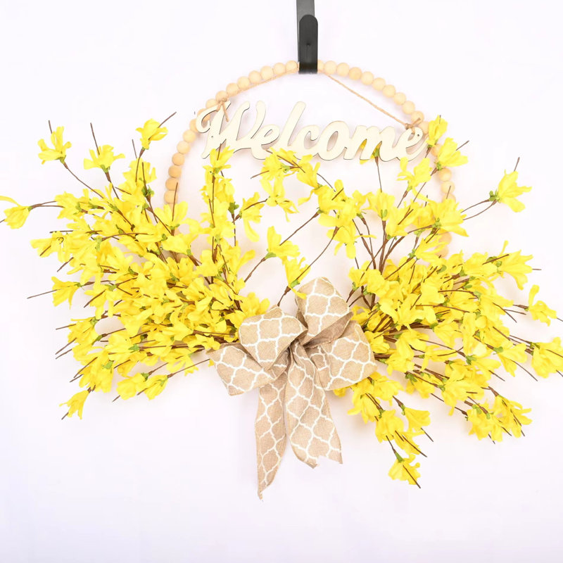 Couronne de bienvenue 24 po Forsythia, Jaune / brun