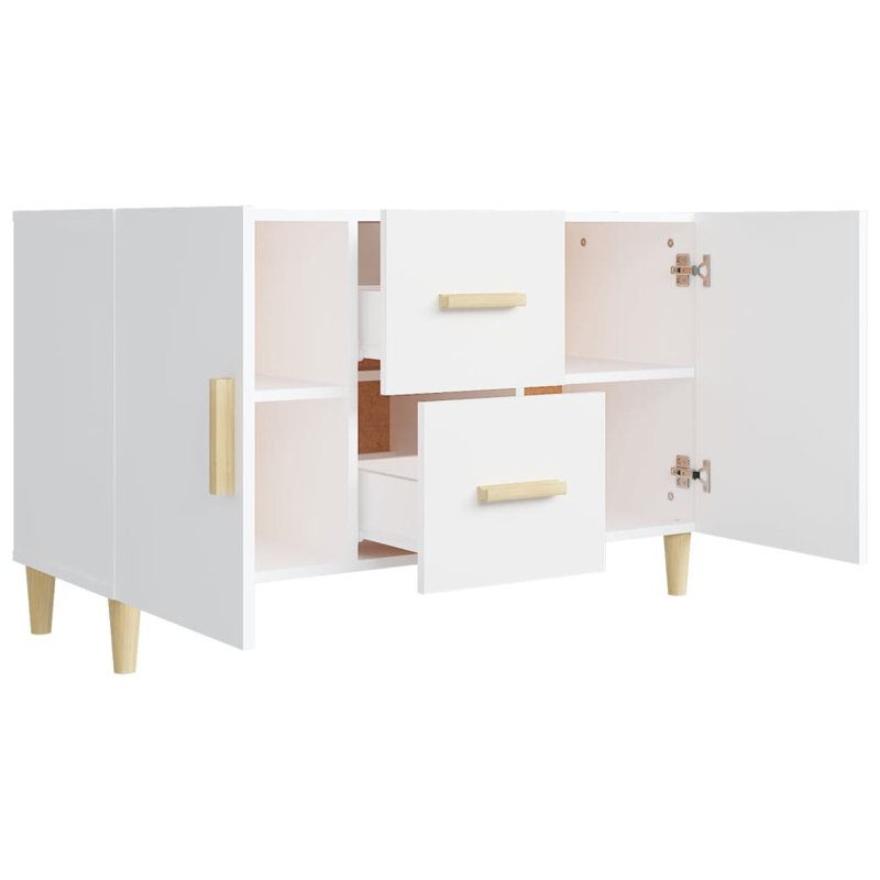 Buffet console avec rangement pour bois d'ingénierie, Blanc