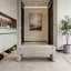 Banc de rangement moderne rembourré avec siège capitonné, charnière à fermeture douce, idéal pour la chambre à coucher, le vestibule ou le salon