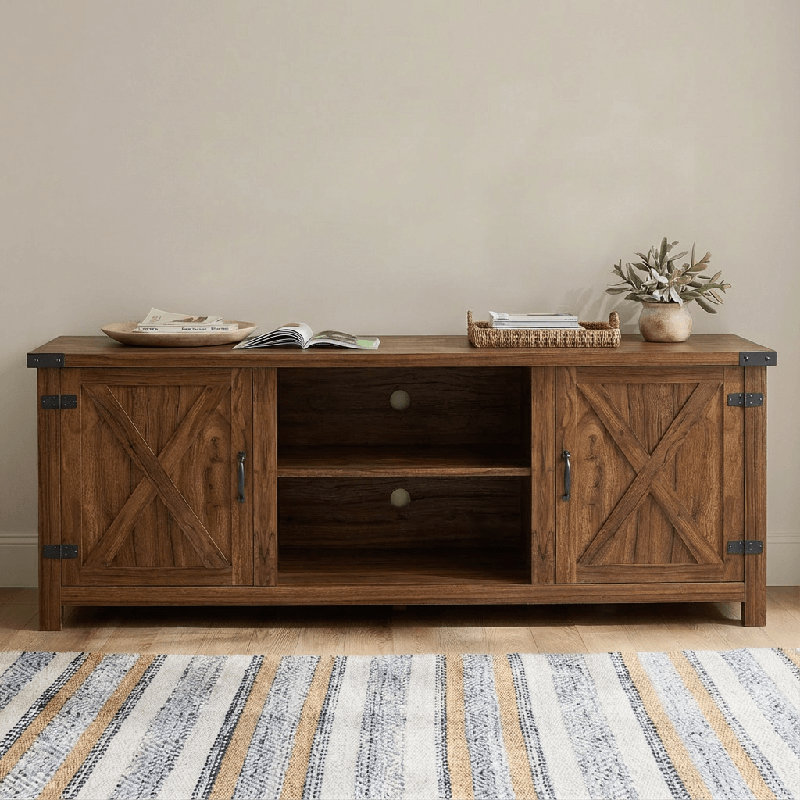 58'' Barn Door Style Media Console, Brown