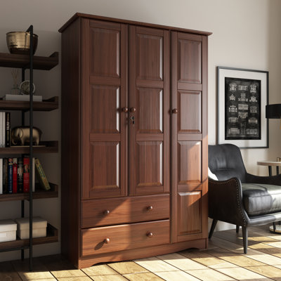 Primm Grand 100% Solid Wood 3-door Wardrobe Armoire with Lock