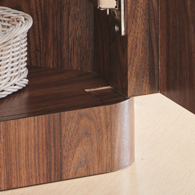 Modern 2 - Door Corner Accent Cabinet, Space-Saving Storage Cabinet with Adjustable Shelf, Brown, Brown