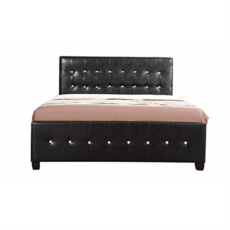 Max Vegan Leather Standard Bed, Full, Black