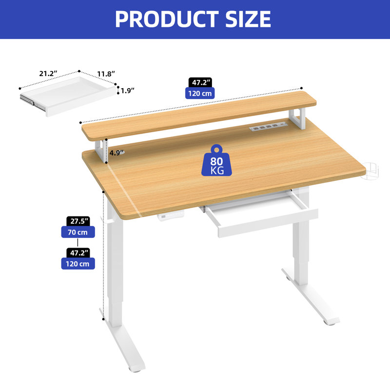 Electric Adjustable Standing Desk, Tan