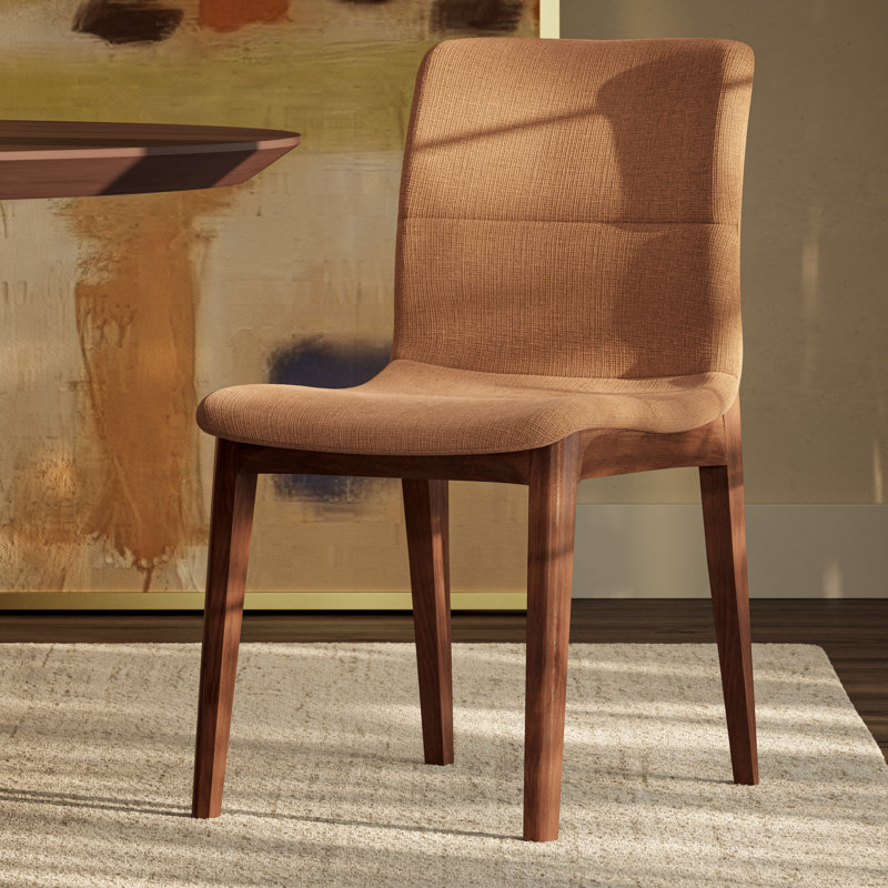 Modern Brazilian - Godan Side Chair, Nogal/Jackpot Terracotta
