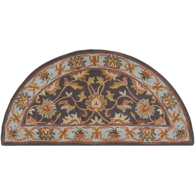 Teshina Hand Tufted Wool Rug, Half Circle 2' x 4'