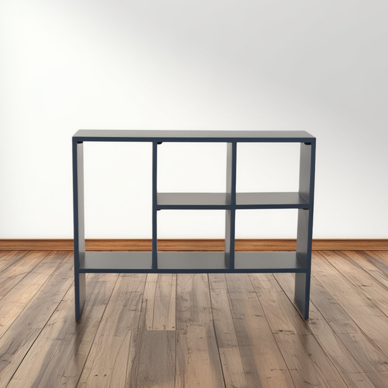Vale Modern 5-Shelf  Geometric Bookcase, Stylish Bookshelf For Living Room & Home Office, Oceanside Blue