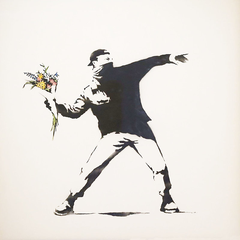 Love Is In The Air by Banksy - Wrapped Canvas Print, 46 cm H x 46 cm W x 4 cm D