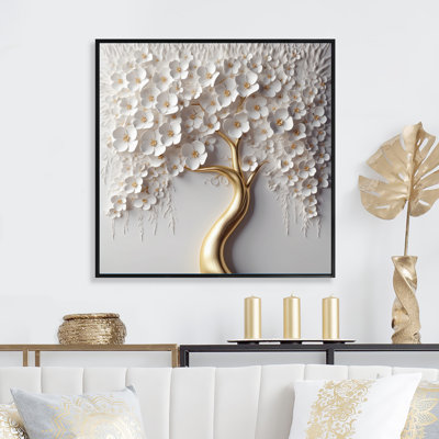 Orchidée blanche - Jardin des branches - reproduction d'art sur toile florale (sans texture)