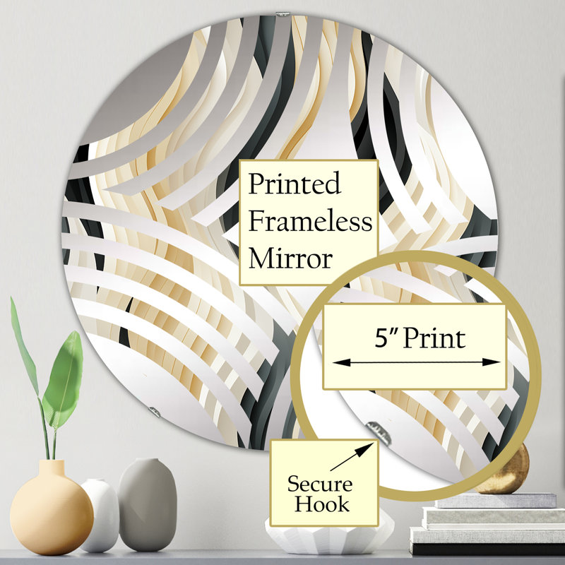 Blanc et noir Minimalist Elegance III - Cercle de miroir décoratif Fan Baptist, 23,6 po x 23,6 po